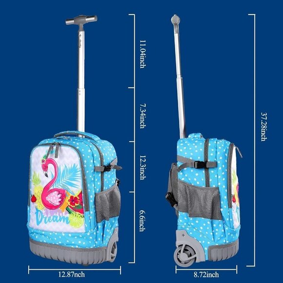 Rolling Backpack w/lunch bag & Pencil Case /18in Wheeled Backpack / 3 pc… - Picture 3 of 7